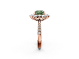 Rose gold Fancy Green Cushion  Cut Diamond Floral Halo Pave Band with Prong Setting_40