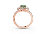 Rose gold Fancy Green Cushion  Cut Diamond Floral Halo Pave Band with Prong Setting_41