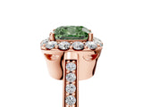 Rose gold Fancy Green Cushion Cut Diamond Floral Halo Ring with Pavé Band and Prong Setting_8