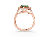 Rose gold Fancy Green Cushion Cut Diamond Floral Halo Split Shank Prong Setting Ring_15