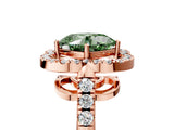 Rose gold Fancy Green Cushion Cut Diamond Floral Halo Split Shank Prong Setting Ring_17