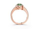 Rose gold Fancy Green Cushion Cut Diamond Halo Engagement Ring with Pavé Band and Prong Setting_30