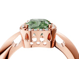 Rose gold Fancy Green Cushion  Cut Diamond Halo Engagement Ring with Split Shank and Four-Prong Setting_99
