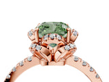 Rose gold Fancy Green Cushion Cut Diamond Halo Pave Band with Four-Prong Setting_7