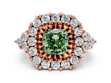 Rose gold Fancy Green Cushion Cut Diamond Halo Ring with Pavé Band and Four-Prong Setting_41