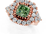 Rose gold Fancy Green Cushion Cut Diamond Halo Ring with Pavé Band and Four-Prong Setting_42