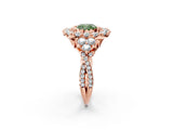 Rose gold Fancy Green Cushion Cut Diamond Halo Ring with Pavé Band and Four-Prong Setting_43