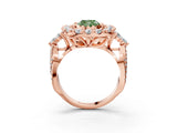 Rose gold Fancy Green Cushion Cut Diamond Halo Ring with Pavé Band and Four-Prong Setting_44