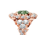 Rose gold Fancy Green Cushion Cut Diamond Halo Ring with Pavé Band and Four-Prong Setting_46