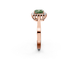 Rose gold Fancy Green Cushion  Cut Diamond Halo Ring with Round Brilliant Halo and Solitaire Band_89
