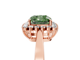Rose gold Fancy Green Cushion  Cut Diamond Halo Ring with Round Brilliant Halo and Solitaire Band_92