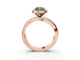Rose gold Fancy Green Cushion Cut Diamond Halo Ring with Round Split Shank and Prong Setting_39
