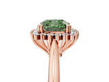 Rose gold Fancy Green Cushion  Cut Diamond Halo Ring with Solitaire Band and Prong Setting_58