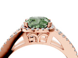 Rose gold Fancy Green Cushion Cut Diamond Halo Split Shank Engagement Ring_43