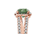 Rose gold Fancy Green Cushion Cut Diamond Halo Split Shank Engagement Ring_44