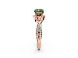 Rose gold Fancy Green Cushion Cut Diamond  Halo Twist Band Solitaire Prong Setting Ring_26