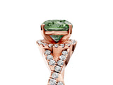 Rose gold Fancy Green Cushion Cut Diamond  Halo Twist Band Solitaire Prong Setting Ring_29