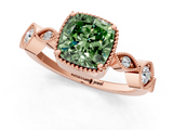 Rose gold Fancy Green Cushion  Cut Diamond Milgrain Marquise Band with Prong Setting_4