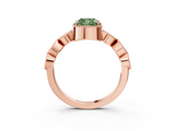 Rose gold Fancy Green Cushion  Cut Diamond Milgrain Marquise Band with Prong Setting_6