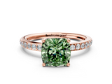 Rose gold Fancy Green Cushion  Cut Diamond Pavé Band Ring with Four-Prong Setting_40
