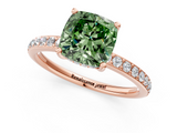 Rose gold Fancy Green Cushion  Cut Diamond Pavé Band Ring with Four-Prong Setting_41