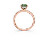 Rose gold Fancy Green Cushion  Cut Diamond Pavé Band Ring with Four-Prong Setting_43