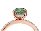 Rose gold Fancy Green Cushion  Cut Diamond Pavé Band Ring with Four-Prong Setting_44