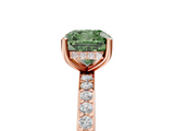 Rose gold Fancy Green Cushion  Cut Diamond Pavé Band Ring with Four-Prong Setting_45
