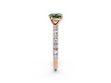 Rose gold Fancy Green Cushion Cut Diamond Pavé Band Solitaire Ring with Prong Setting_78