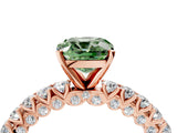 Rose gold Fancy Green Cushion Cut Diamond Pavé Band Solitaire Ring with Prong Setting_80