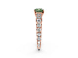 Rose gold Fancy Green Cushion  Cut Diamond Pavé Band Solitaire with Four-Prong Setting_17