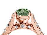 Rose gold Fancy Green Cushion  Cut Diamond Pavé Band Solitaire with Four-Prong Setting_19