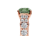Rose gold Fancy Green Cushion  Cut Diamond Pavé Band Solitaire with Four-Prong Setting_20