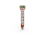 Rose gold Fancy Green Cushion  Cut Diamond Pavé Band Solitaire with Four-Prong Setting_5