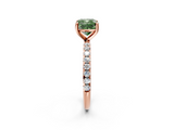 Rose gold Fancy Green Cushion  Cut Diamond Pavé Band Solitaire with Four-Prong Setting_5