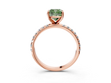 Rose gold Fancy Green Cushion  Cut Diamond Pavé Band Solitaire with Four-Prong Setting_6