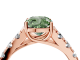 Rose gold Fancy Green Cushion  Cut Diamond Pavé Band Solitaire with Four-Prong Setting_7