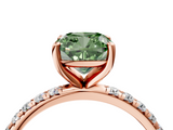 Rose gold Fancy Green Cushion  Cut Diamond Pavé Band Solitaire with Four-Prong Setting_7