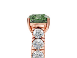 Rose gold Fancy Green Cushion  Cut Diamond Pavé Band Solitaire with Four-Prong Setting_8