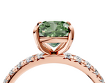 Rose gold Fancy Green Cushion  Cut Diamond Pavé Band with Four-Prong Setting_41