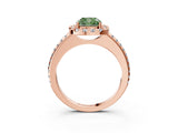 Rose gold Fancy Green Cushion Cut Diamond Pavé Halo Ring with Four-Prong Setting_39
