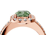 Rose gold Fancy Green Cushion Cut Diamond Pavé Halo Ring with Four-Prong Setting_40