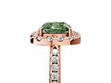 Rose gold Fancy Green Cushion Cut Diamond Pavé Halo Ring with Four-Prong Setting_41