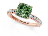 Rose gold Fancy Green Cushion Cut Diamond Pavé Solitaire Engagement Ring with Four-Prong Setting_88