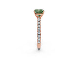Rose gold Fancy Green Cushion Cut Diamond Pavé Solitaire Engagement Ring with Four-Prong Setting_89