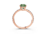 Rose gold Fancy Green Cushion Cut Diamond Pavé Solitaire Engagement Ring with Four-Prong Setting_90