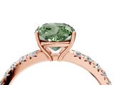 Rose gold Fancy Green Cushion Cut Diamond Pavé Solitaire Engagement Ring with Four-Prong Setting_91