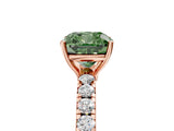 Rose gold Fancy Green Cushion Cut Diamond Pavé Solitaire Engagement Ring with Four-Prong Setting_92