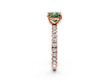 Rose gold Fancy Green Cushion Cut Diamond Pavé Solitaire Ring with Round Band and Prong Setting_26