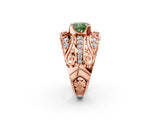 Rose gold Fancy Green Cushion Cut Diamond Pave Art Deco Split Shank Ring with Four-Prong Setting_2
